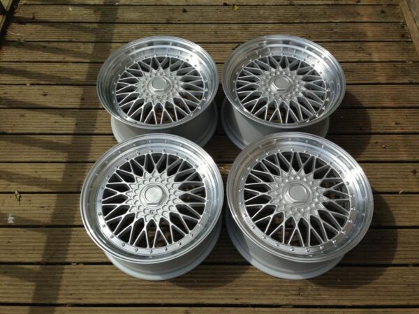 19" Staggered BBS RS Style Wheels - Silver / Polished Rim - VW / Audi - 5x100