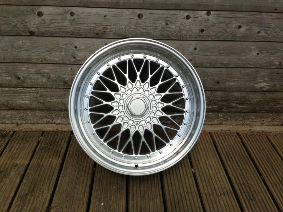 19" Staggered BBS RS Style Wheels - Silver / Polished Rim - VW / Audi - 5x100