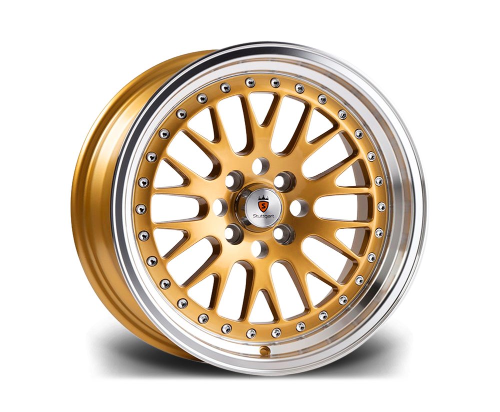 16" STUTTGART ST5 Wheels - Gold Polished - VW / Audi - 4x100