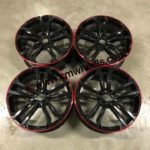 19″ VW Seville Style Wheels –  Gloss Black / Machined Red Lip