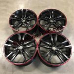 18″ VW Seville Style Wheels –  Satin Black / Machined Red Lip
