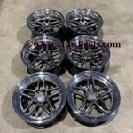17" Strom DS-05 Wheels - Hyper Black Machined Dish (Silver Rivets)